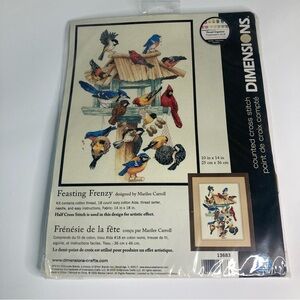 Dimensions 'Feasting Frenzy' Birds Counted Cross Stitch Kit #13683 10” By 14”